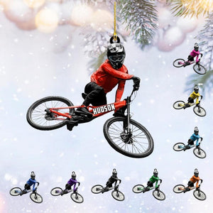Personalized Mountain Bike Christmas Ornament: Biking Rider Gift