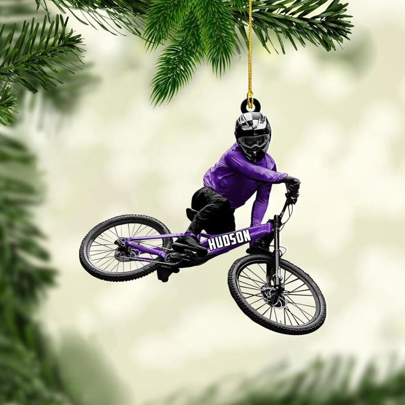 Personalized Mountain Bike Christmas Ornament: Biking Rider Gift