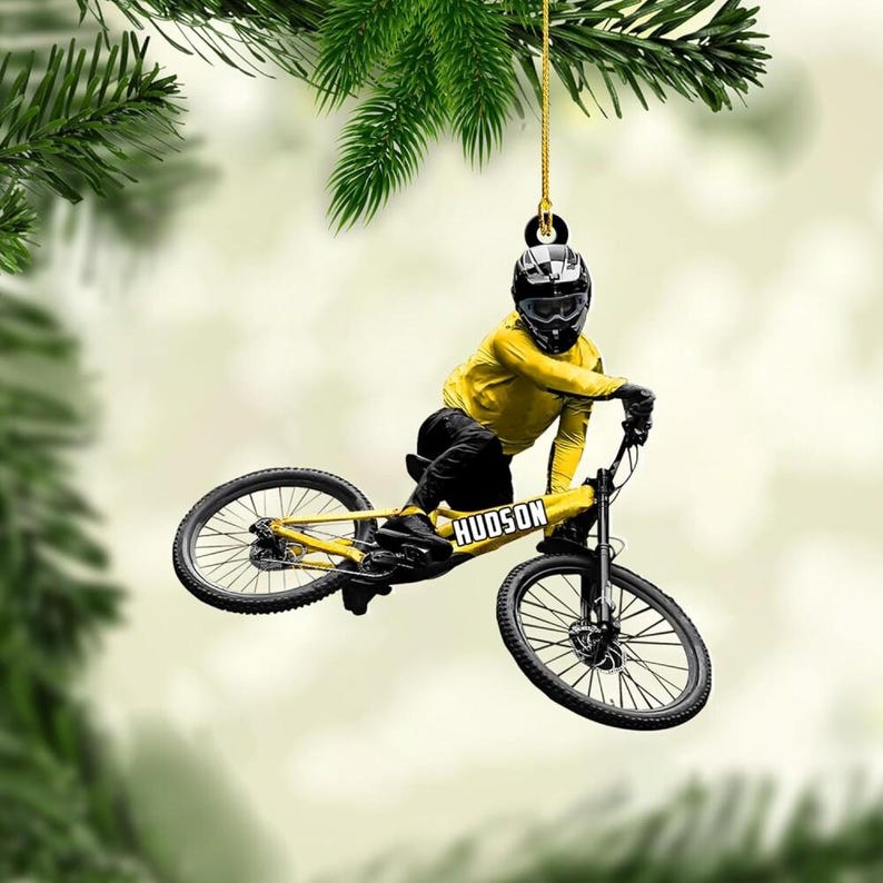 Personalized Mountain Bike Christmas Ornament: Biking Rider Gift