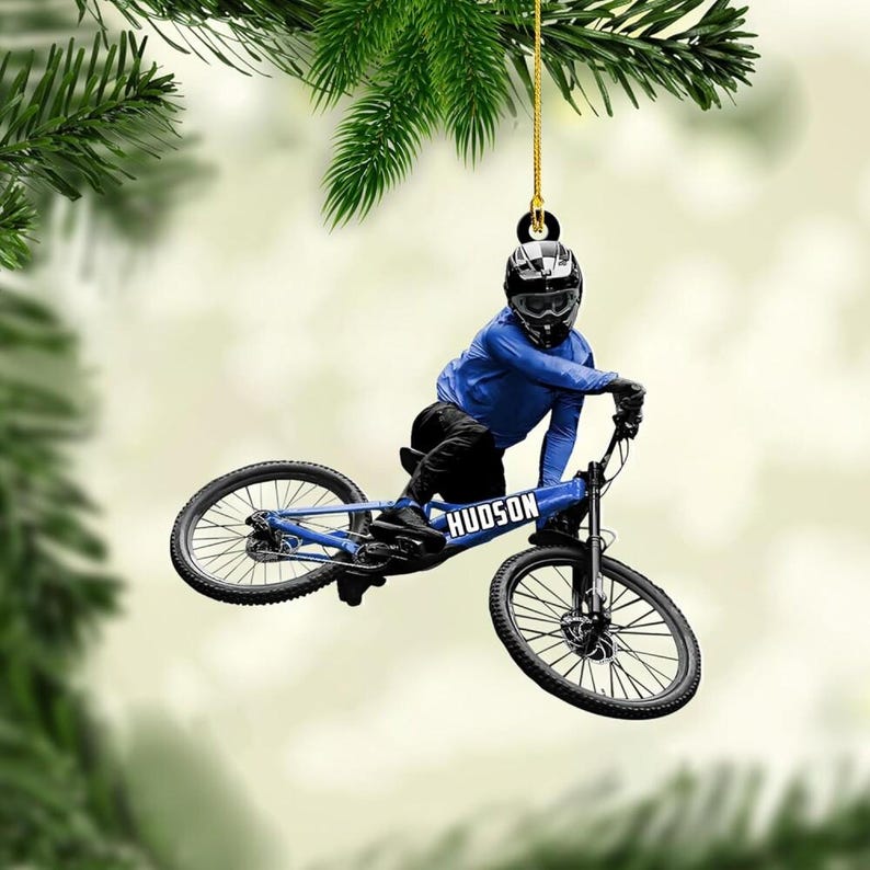 Personalized Mountain Bike Christmas Ornament: Biking Rider Gift