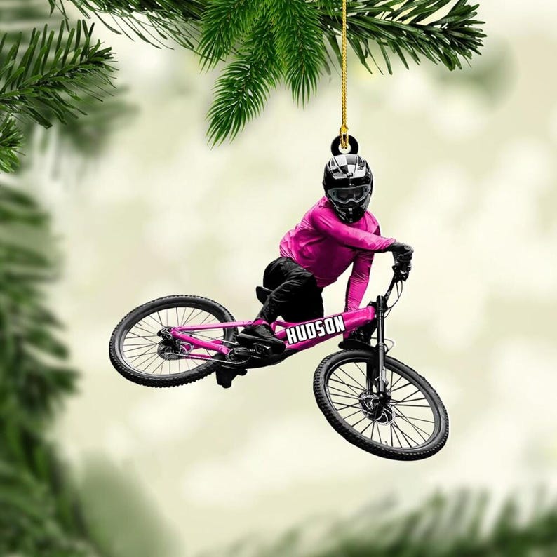 Personalized Mountain Bike Christmas Ornament: Biking Rider Gift