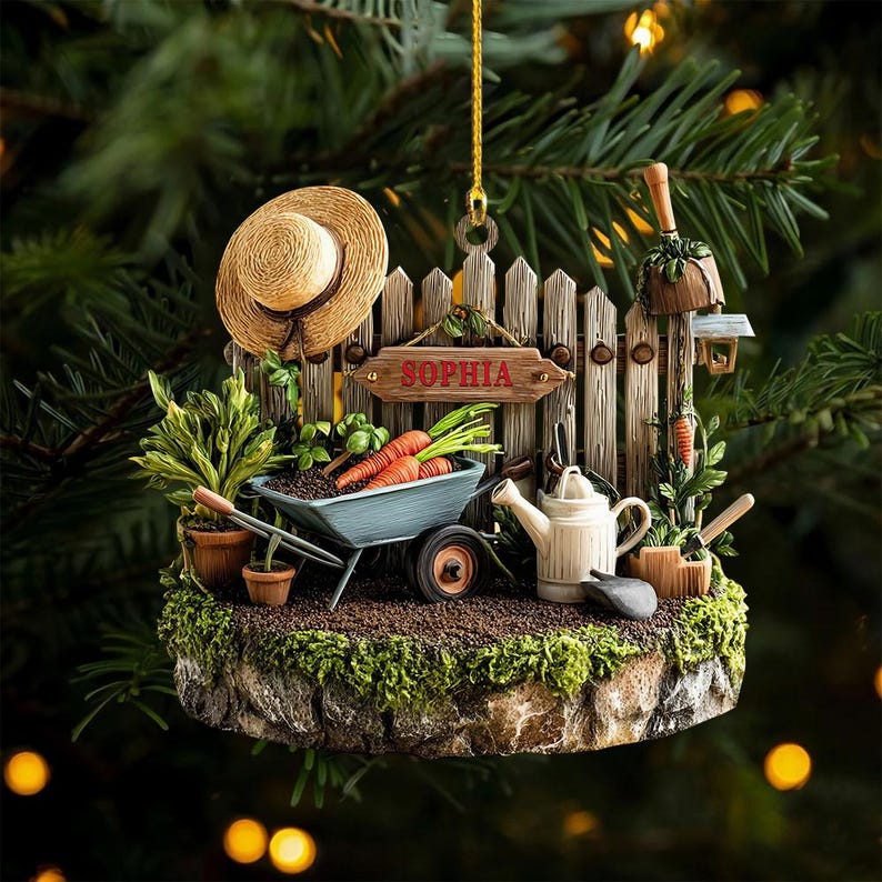 Personalized Gardener Christmas Ornament: Vibrant Acrylic Hanging Decoration