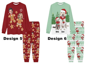 Personalized Christmas Family Pajamas Set, Custom Face Pajamas Sets for Men Women Kids, Xmas Matching Family Pjs, Couple Pajamas, Xmas Gifts