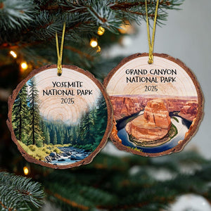 Custom National Parks Photo Wooden Ornament: Adventure Lovers Ornament, Travel Souvenir Gift 2025