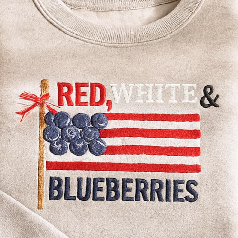 Red White & Blueberries Charlie Kirk America Flag Embroidered SweatShirt, Charlie Kirk Freedom Shirt,Charlie Kirk Shirt,Freedom shirt