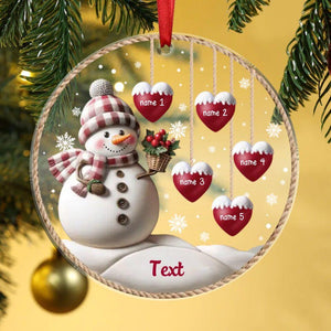 Personalized 1-8 Family Names Christmas Ornament, Acrylic Snowman Family Hanging Ornament, Christmas Gift for Grandma/Mom, Xmas Tree Decor