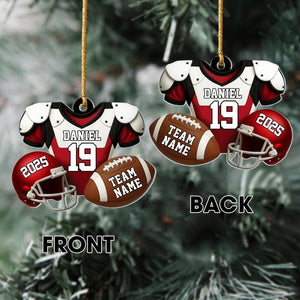 Personalized American Football Christmas Ornament,Custom Football Player Uniform Acrylic Ornament, Football Helmet And Ball,Football Uniform