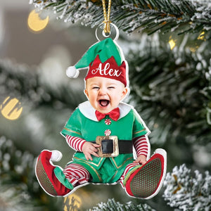 Custom Face Baby Photo Ornament: Kids in Christmas Costumes Acrylic Keepsake