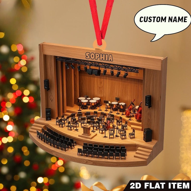 Personalized Orchestra Stage Ornament, Custom Symphony Orchestra Christmas Gift, Musician Keepsake, Musician Gift, 2D Flat Ornament
