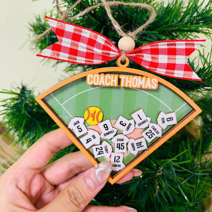 Baseball Softball Team Personalized Ornament | Custom Player Ornament | Coach Gift | Shaker Ornament | Team Christmas Ornament