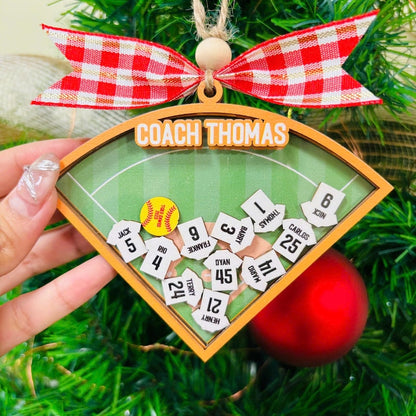 Baseball Softball Team Personalized Ornament | Custom Player Ornament | Coach Gift | Shaker Ornament | Team Christmas Ornament