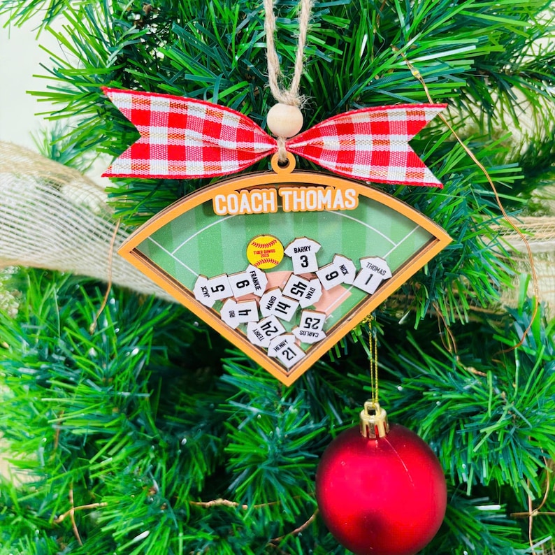 Baseball Softball Team Personalized Ornament | Custom Player Ornament | Coach Gift | Shaker Ornament | Team Christmas Ornament