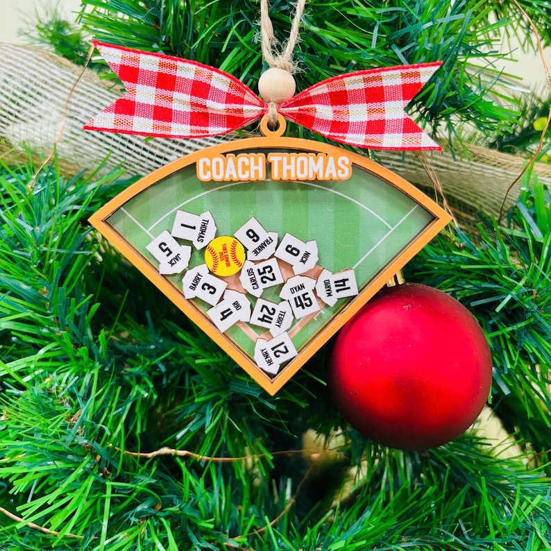 Baseball Softball Team Personalized Ornament | Custom Player Ornament | Coach Gift | Shaker Ornament | Team Christmas Ornament