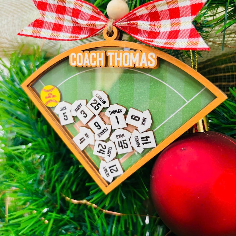 Baseball Softball Team Personalized Ornament | Custom Player Ornament | Coach Gift | Shaker Ornament | Team Christmas Ornament