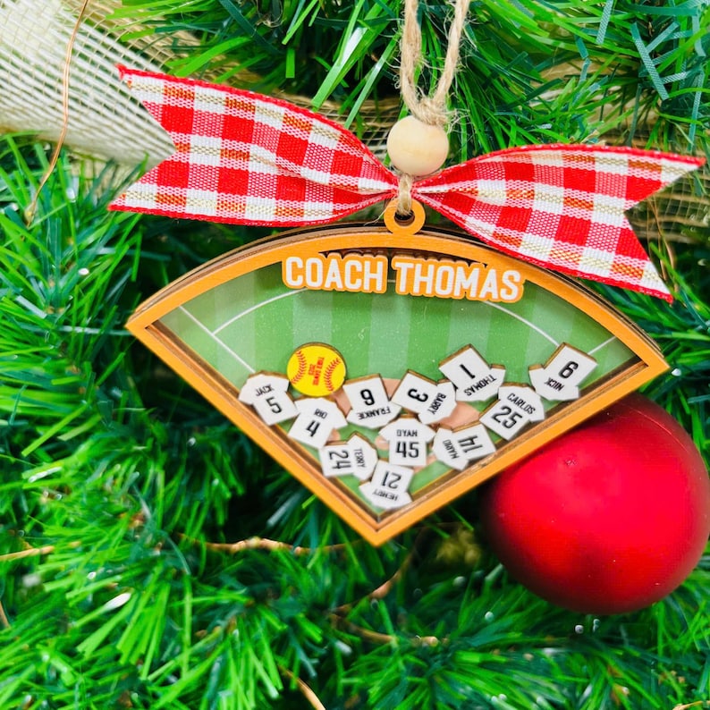 Baseball Softball Team Personalized Ornament | Custom Player Ornament | Coach Gift | Shaker Ornament | Team Christmas Ornament