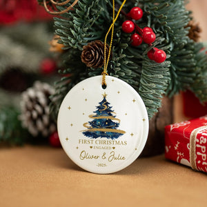 Personalized Ceramic Engagement Ornament, Mr & Mrs Keepsake, Christmas Tree Bauble, Christmas Gift for Couple, Engaged Keepsake