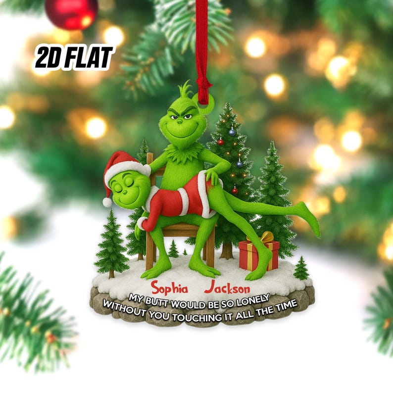 Personalized Merry Grinchmas Mr Mrs Ornament, Green Monster Couple Christmas Ornament, Green Couple Ornament Anniversary Gift