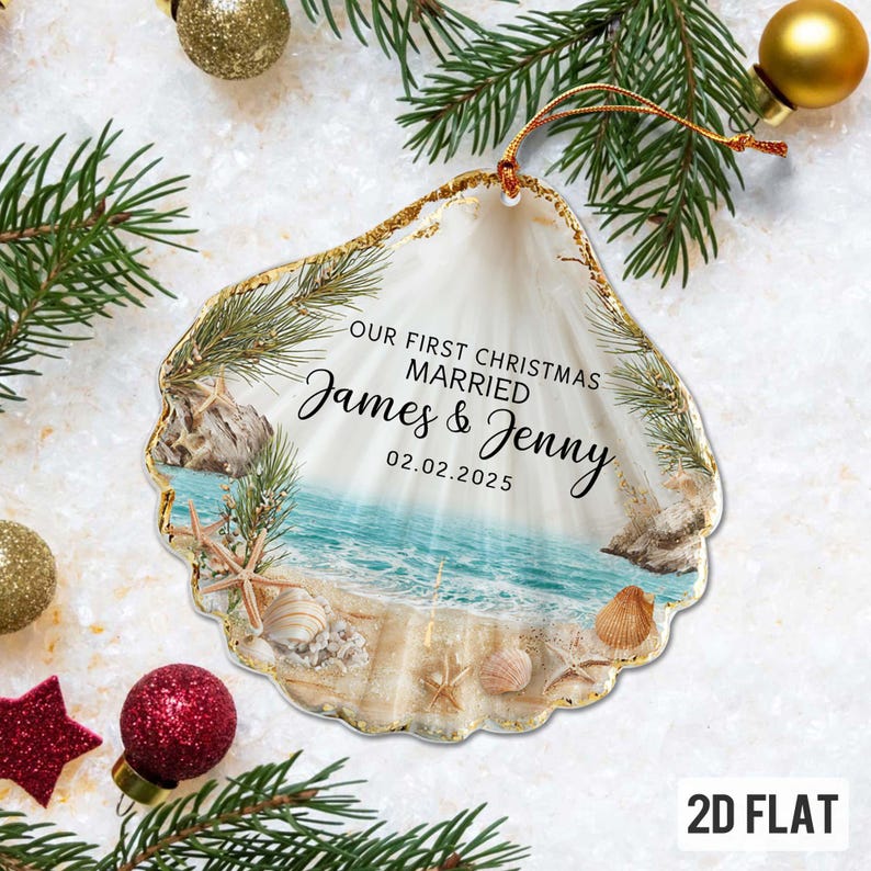 Personalized First Christmas Married Acrylic 2D Flat Ornament, Christmas Gifts For New Couple, Just Married Ornament, Wedding Cake Gift