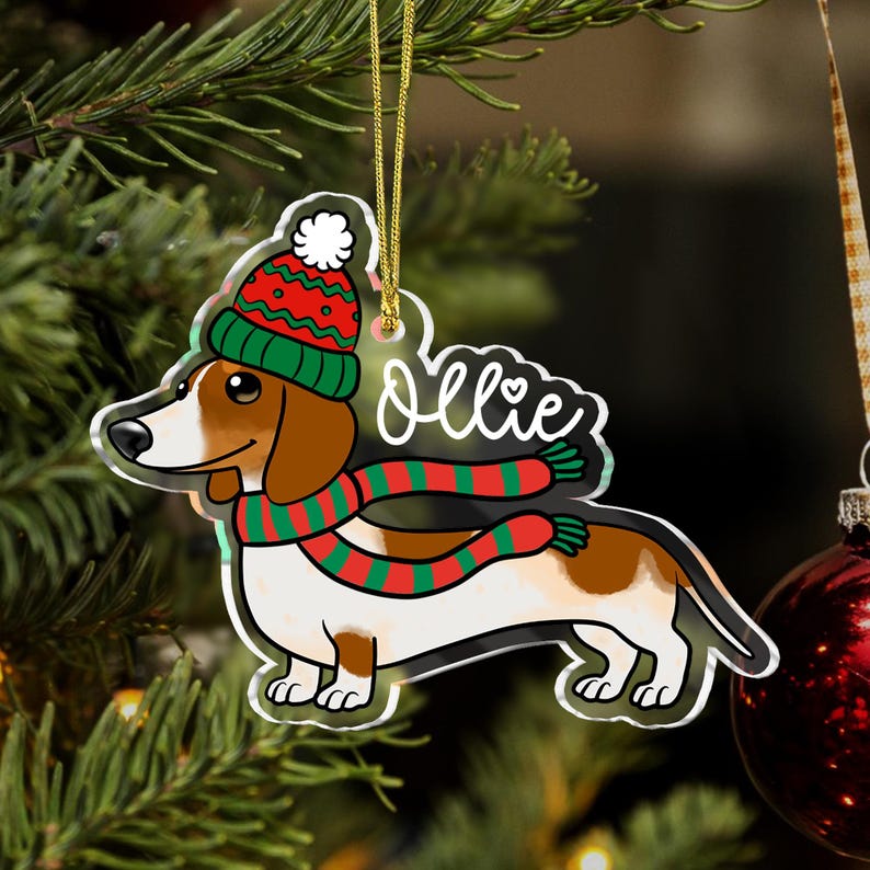 Personalized Dachshund Christmas Ornament: Dachshund Lovers Gift Custom Christmas Ornament Christmas Tree Decoration