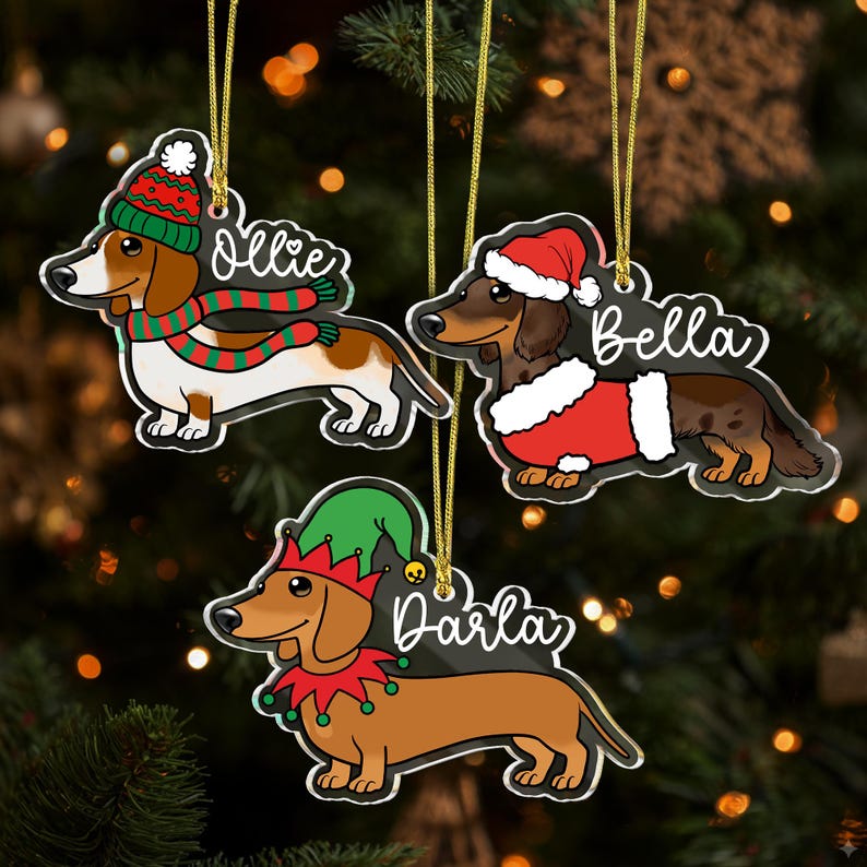 Personalized Dachshund Christmas Ornament: Dachshund Lovers Gift Custom Christmas Ornament Christmas Tree Decoration