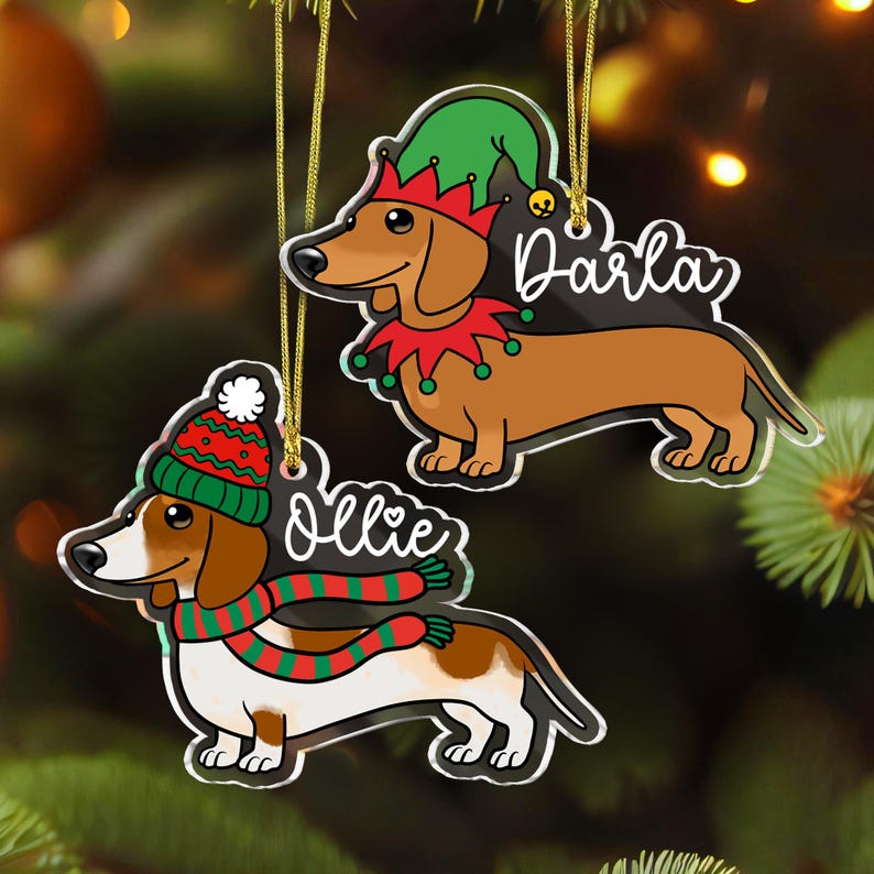 Personalized Dachshund Christmas Ornament: Dachshund Lovers Gift Custom Christmas Ornament Christmas Tree Decoration