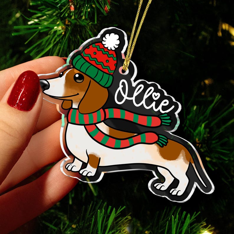Personalized Dachshund Christmas Ornament: Dachshund Lovers Gift Custom Christmas Ornament Christmas Tree Decoration
