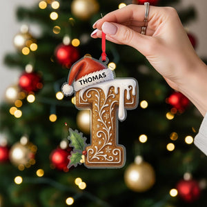Personalized Gingerbread Letter Acrylic Ornament: Custom Name Christmas Tree Decor