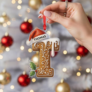 Personalized Gingerbread Letter Acrylic Ornament: Custom Name Christmas Tree Decor