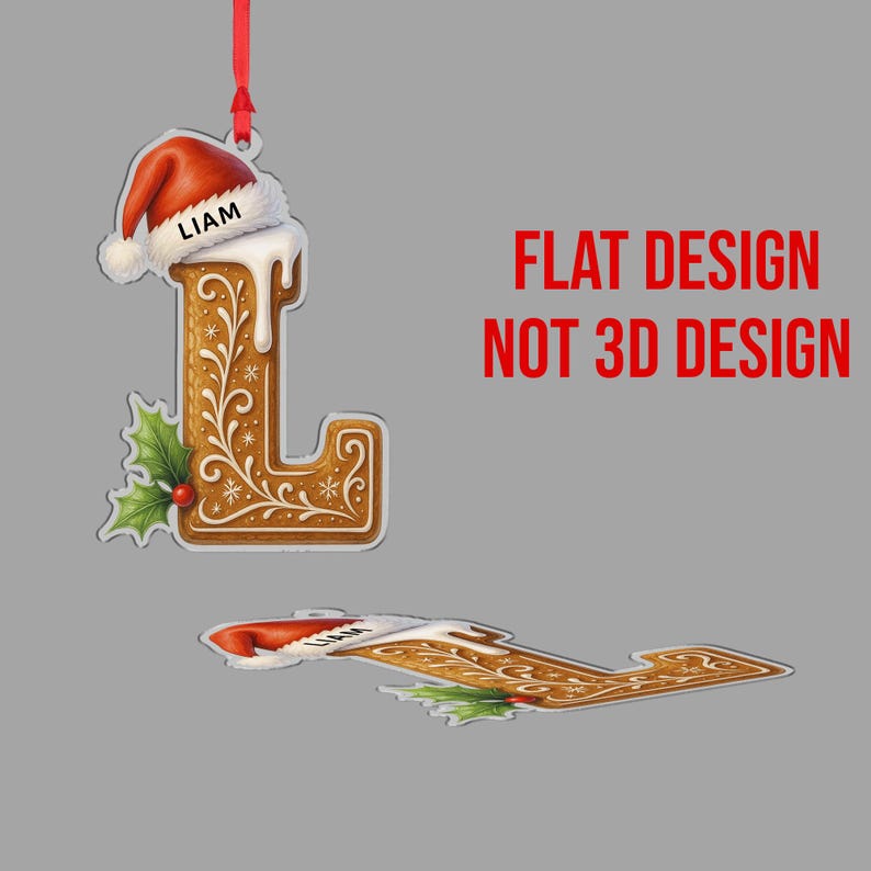 Personalized Gingerbread Letter Acrylic Ornament: Custom Name Christmas Tree Decor
