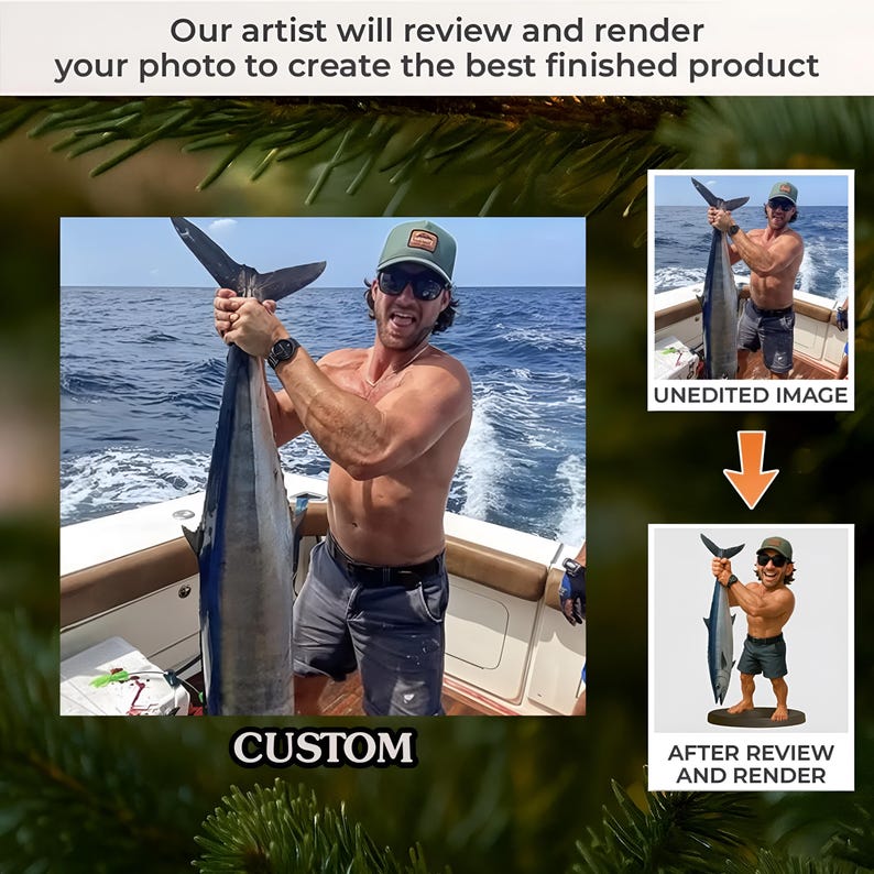 Fishing Photo Ornament, Fisherman Ornament, Custom Ornament, Dad Ornament, Grandpa Ornament, Fishing Lover Ornament, Gift For Fisherman