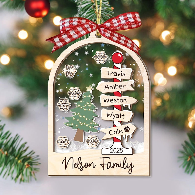 Personalized Family Christmas Ornament, Family Ornament, 4D Shake Family Tree Ornament, Family Keepsake