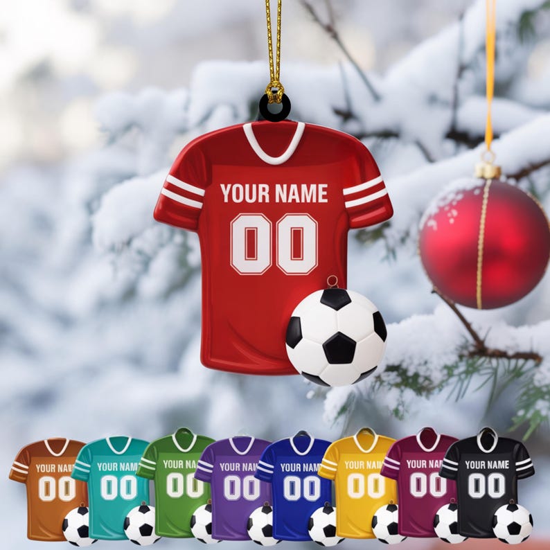 Soccer Jersey Ornament Personalized Custom Player Name & Number Sports Christmas Tree Decoration Gift for Soccer Kids and Adults