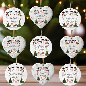 Funny 48 Quotes 'Most Likely To' Christmas Ornament: Personalized Ceramic Gift