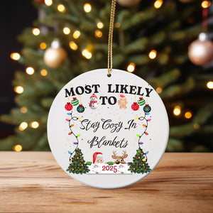 Funny 48 Quotes 'Most Likely To' Christmas Ornament: Personalized Ceramic Gift