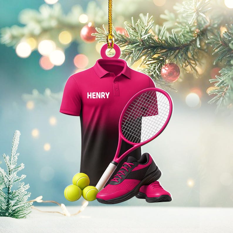 Personalized Tennis Christmas Ornament: Custom Name & Jersey (2D Flat)