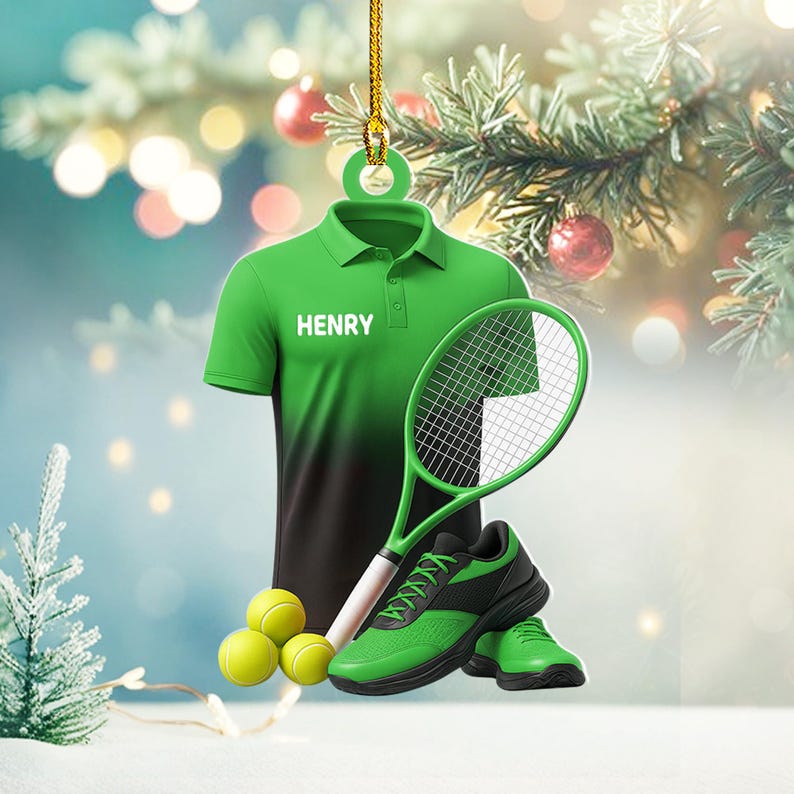 Personalized Tennis Christmas Ornament: Custom Name & Jersey (2D Flat)