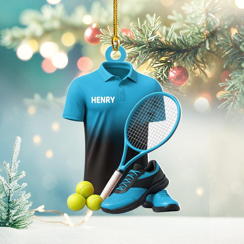 Personalized Tennis Christmas Ornament: Custom Name & Jersey (2D Flat)