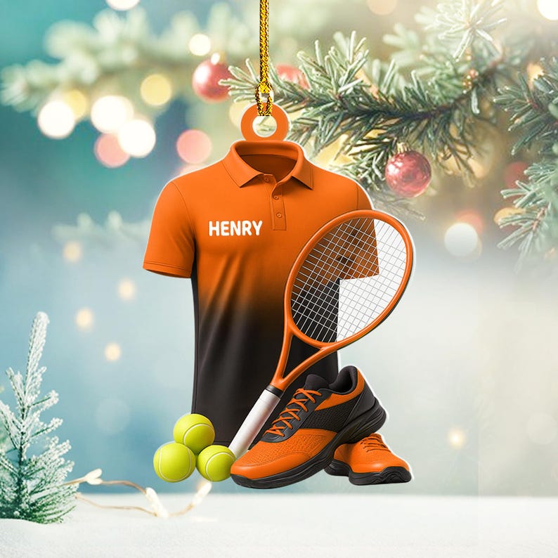 Personalized Tennis Christmas Ornament: Custom Name & Jersey (2D Flat)