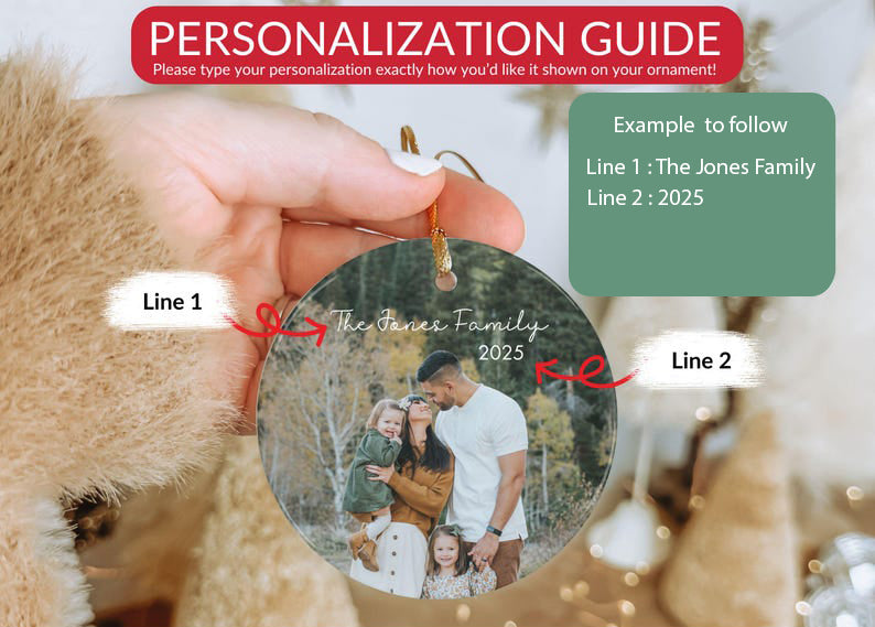 Custom Family Photo Christmas Ornament Personalized Family Portrait Photo Picture Christmas Ornament Gift for Family Christmas Tree Ornament