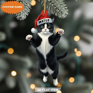 Personalized Tuxedo Cat Ornament 2D Flat Ornament, Tuxedo Cat Ornament, Xmas Tree Decor, Christmas Tree Hanging, Gift For Mom