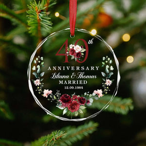 Ruby 40th Anniversary Ornament: Personalized Glass Keepsake