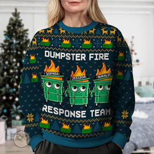 I'm Fine Everything Is Fine Dumpster Fire Funny Office Staff Ugly Christmas Sweater,Holiday Jumper, Funny Xmas Party Top, Friends Gift
