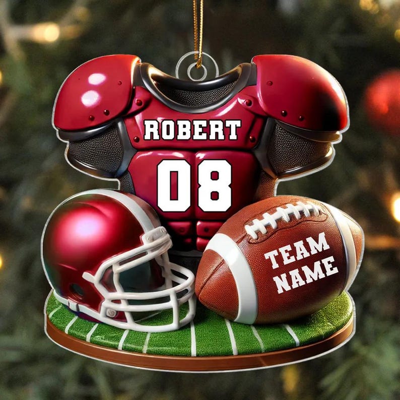 Personalized Football Christmas Ornament, Football Player Ornament, Christmas Gift Football Player, Gift For Football Lover, Game Day Gift