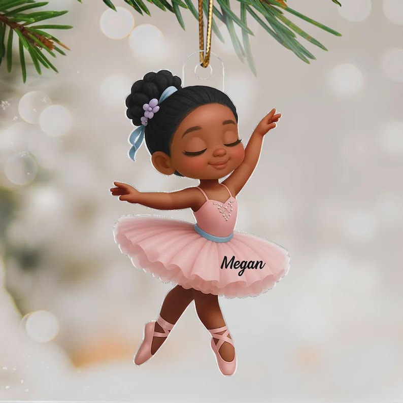 Ballerina Girl Personalized Acrylic Christmas Ornament: Custom Dance Gift