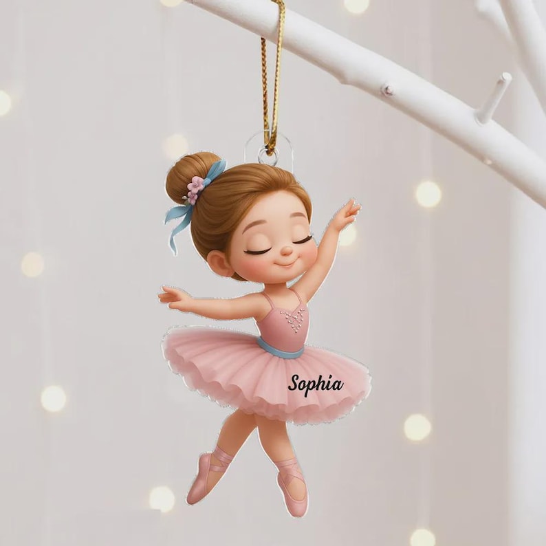 Ballerina Girl Personalized Acrylic Christmas Ornament: Custom Dance Gift