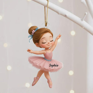 Ballerina Girl Personalized Acrylic Christmas Ornament: Custom Dance Gift
