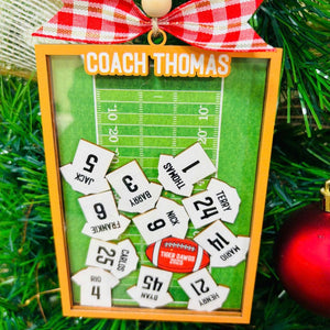 Personalized Football Thank You Coach Ornament | Shaking 4D Ornament | Custom Football Team Christmas Gift