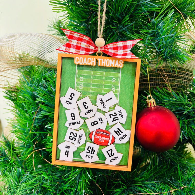Personalized Football Thank You Coach Ornament | Shaking 4D Ornament | Custom Football Team Christmas Gift