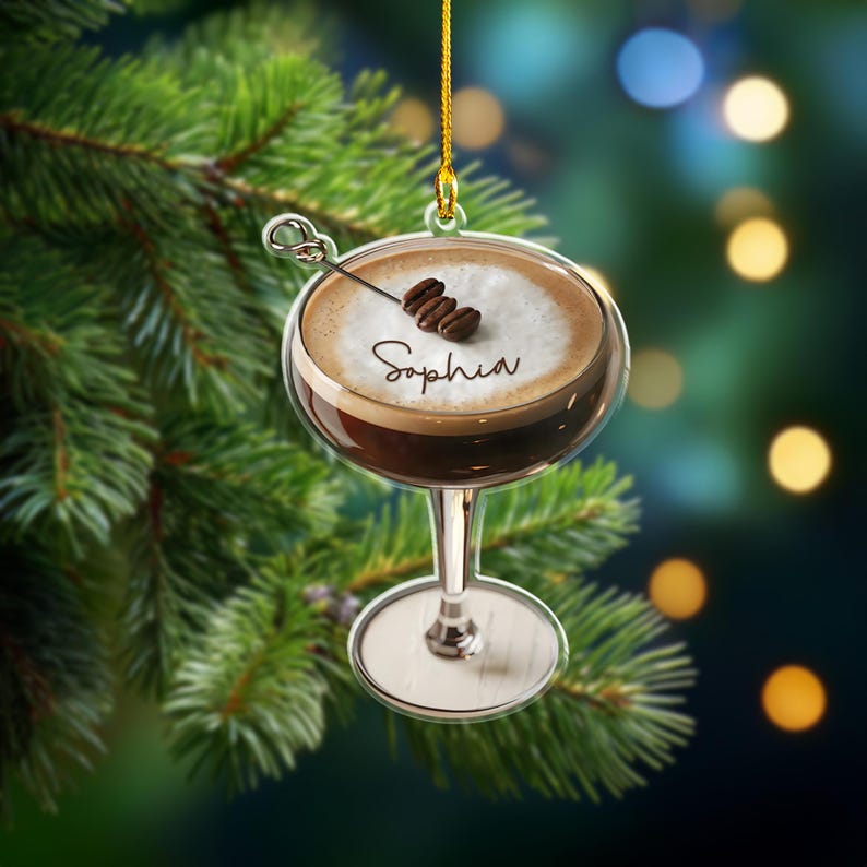 Personalized Espresso Martini Christmas Ornament, Espresso Martini Ornament, Holiday Ornament, Espresso Martini Gift, Cocktail Lover Gift