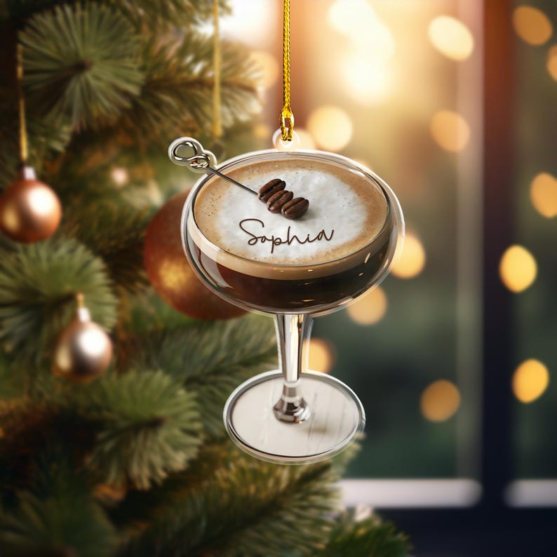 Personalized Espresso Martini Christmas Ornament, Espresso Martini Ornament, Holiday Ornament, Espresso Martini Gift, Cocktail Lover Gift
